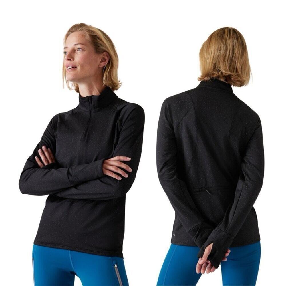 Athleta Whistler Half Zip Pullover Top Cosmos Reflective Black M Runner EUC